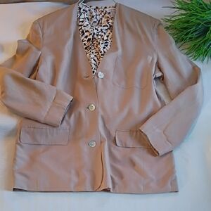 100 💯 Silk Elegant Beige Women's Blazer